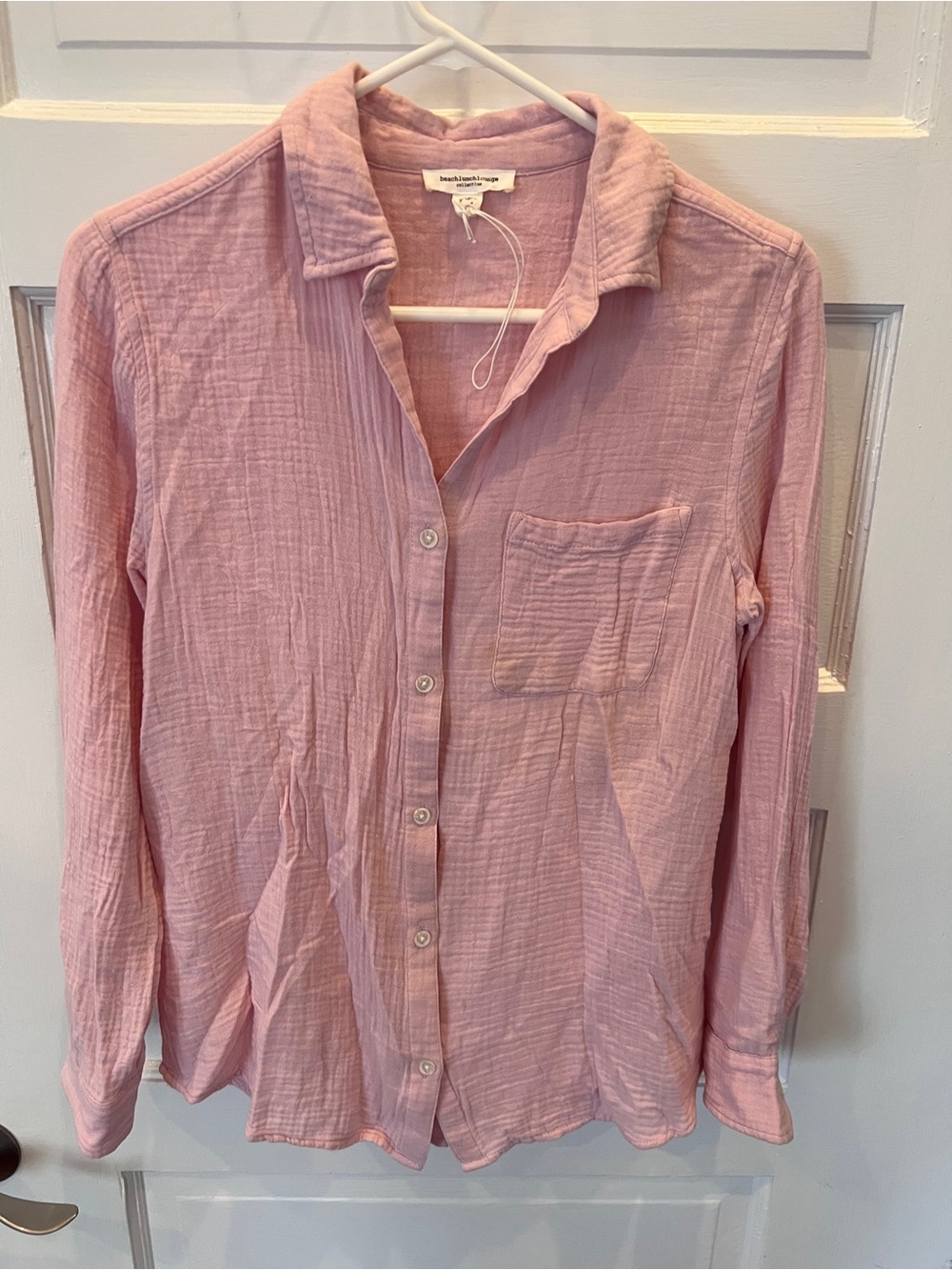 NWOT beachlunchlounge Pale Pink Button-Down Cotton Shirt